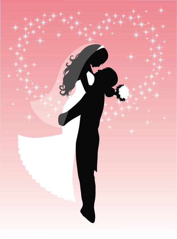 free vector Bride and Groom Silhouette Vector Graphic